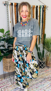 Mama Mineral Wash Graphic Tee- Stone Gray