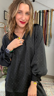 Starry Night Rhinestone Studded Blouse