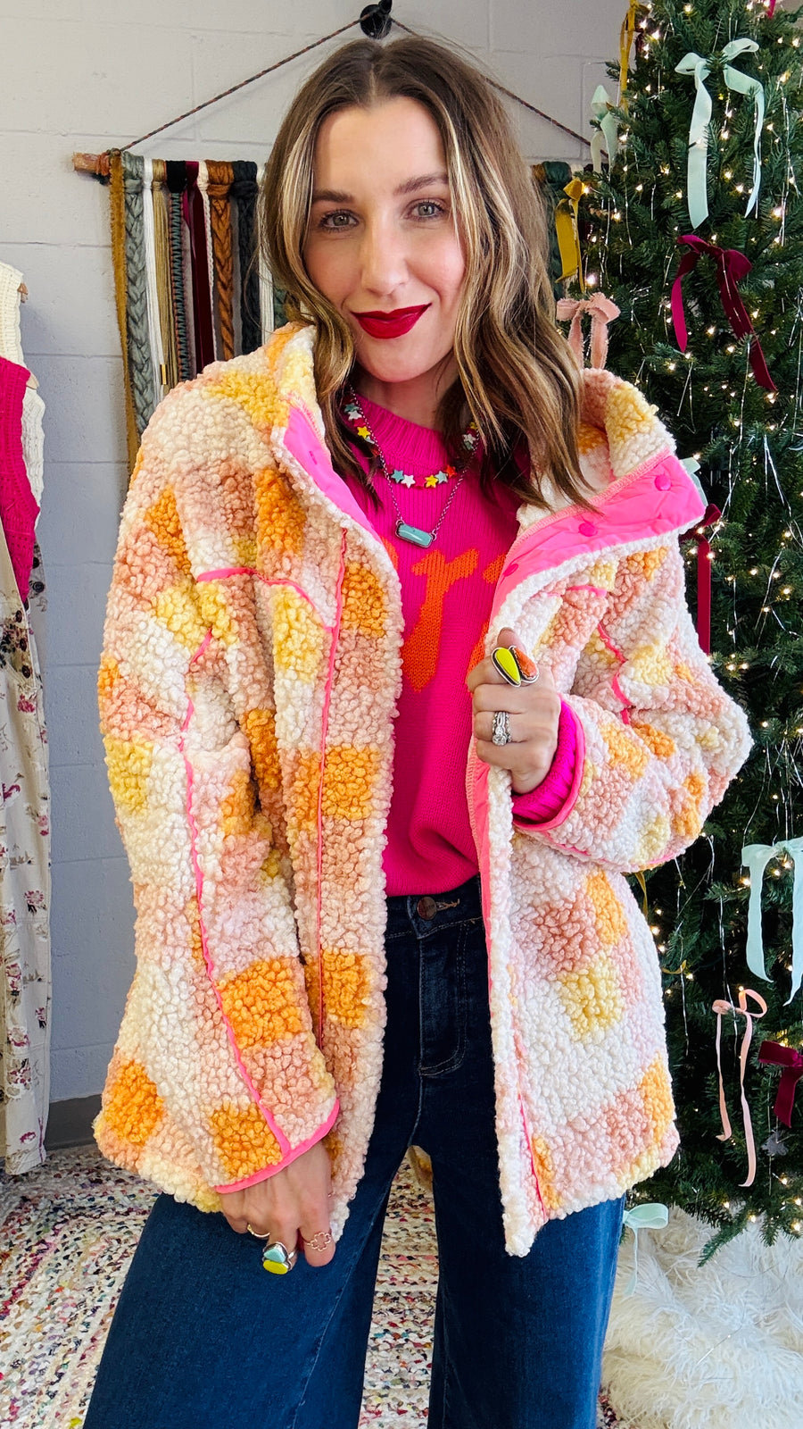 Warm and Cozy Bright Plaid Jacket