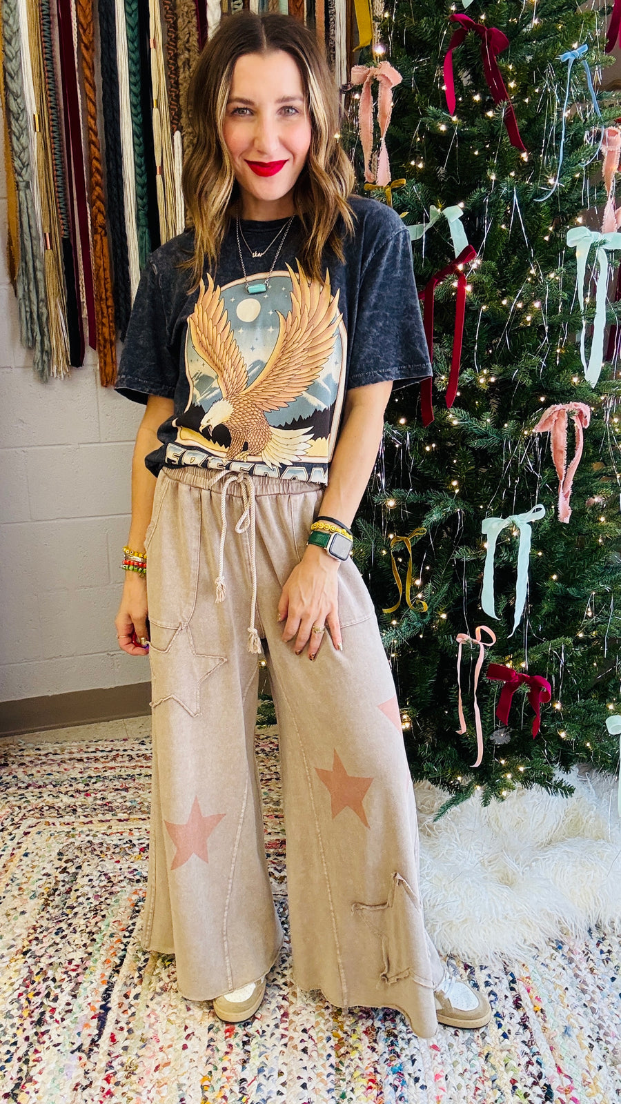 Superstar Distressed Patchwork Wide Leg Pants