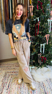 Superstar Distressed Patchwork Wide Leg Pants