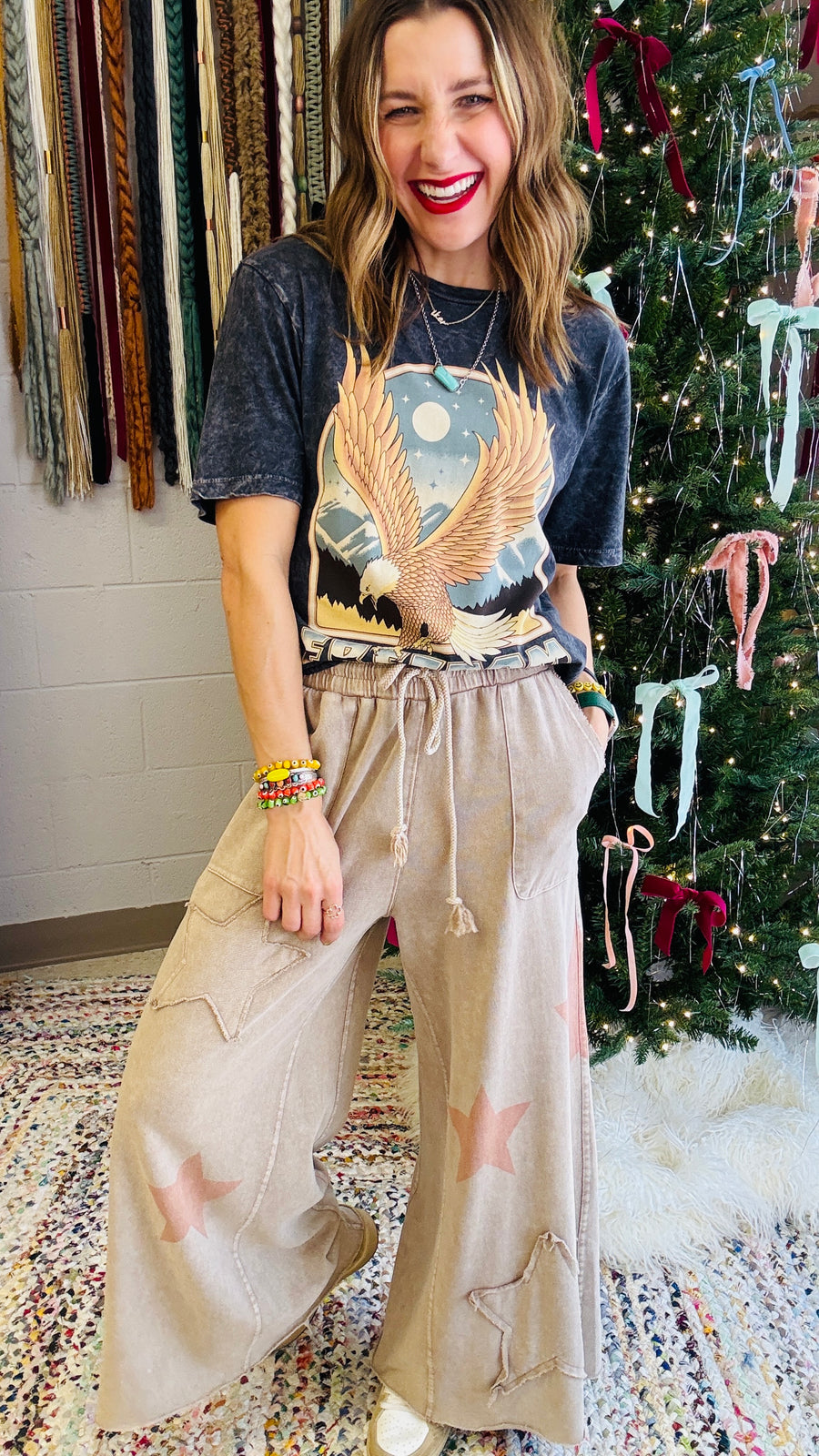 Superstar Distressed Patchwork Wide Leg Pants