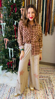 Superstar Distressed Patchwork Wide Leg Pants