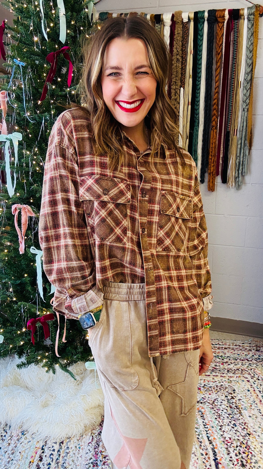 Feels Like Fall Classic Flannel- Brown