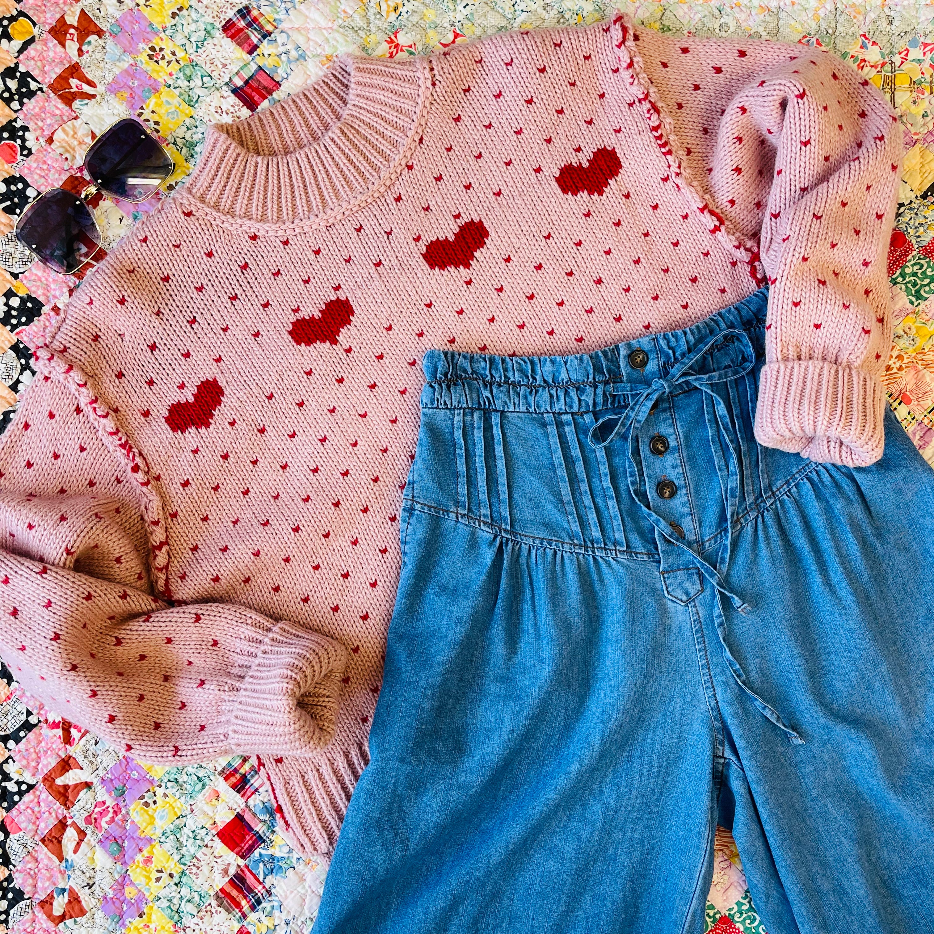 My Valentine Heart Patterned Knit Sweater