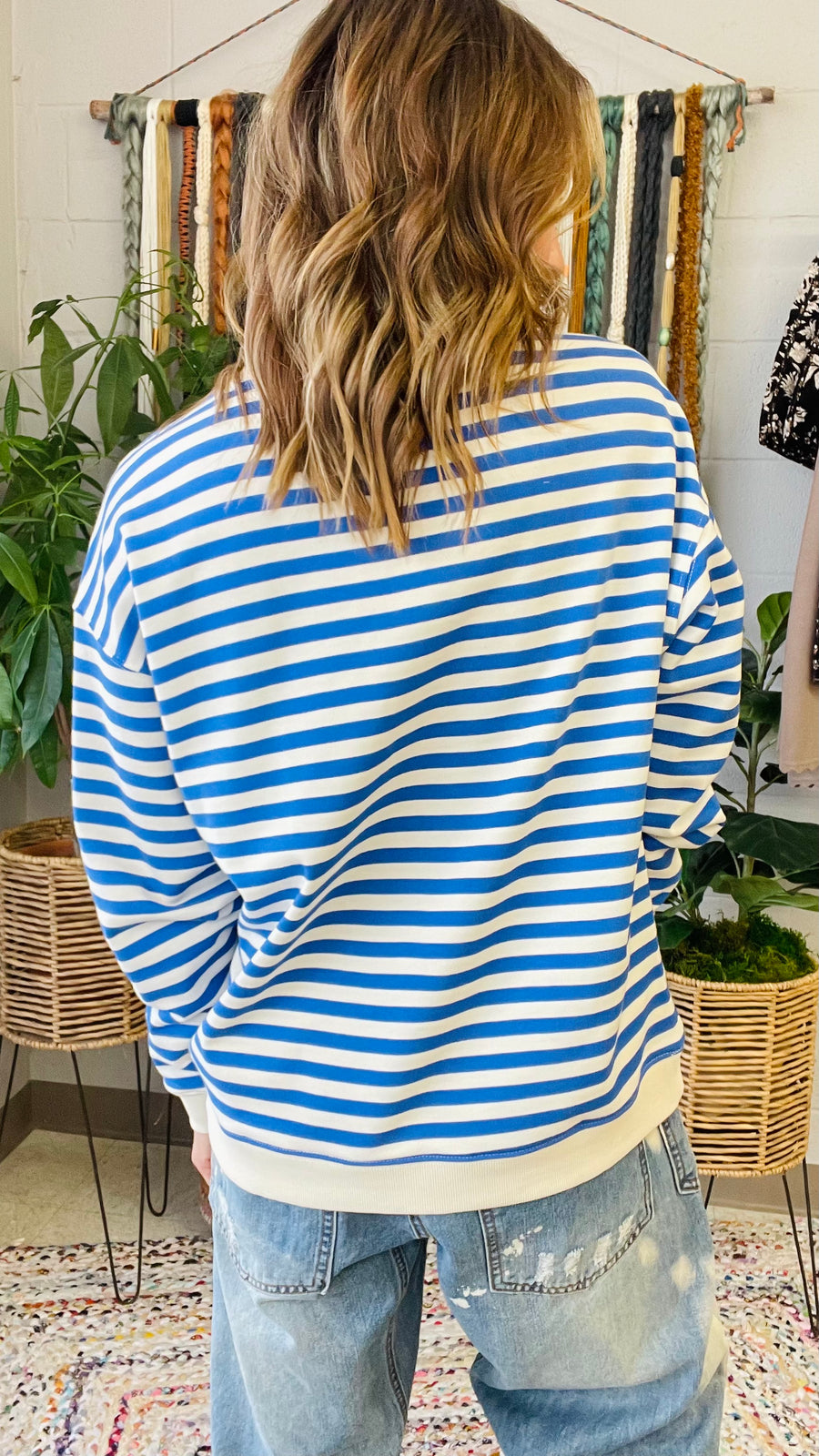 Ellie Blue & Cream Striped Pullover