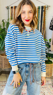 Ellie Blue & Cream Striped Pullover