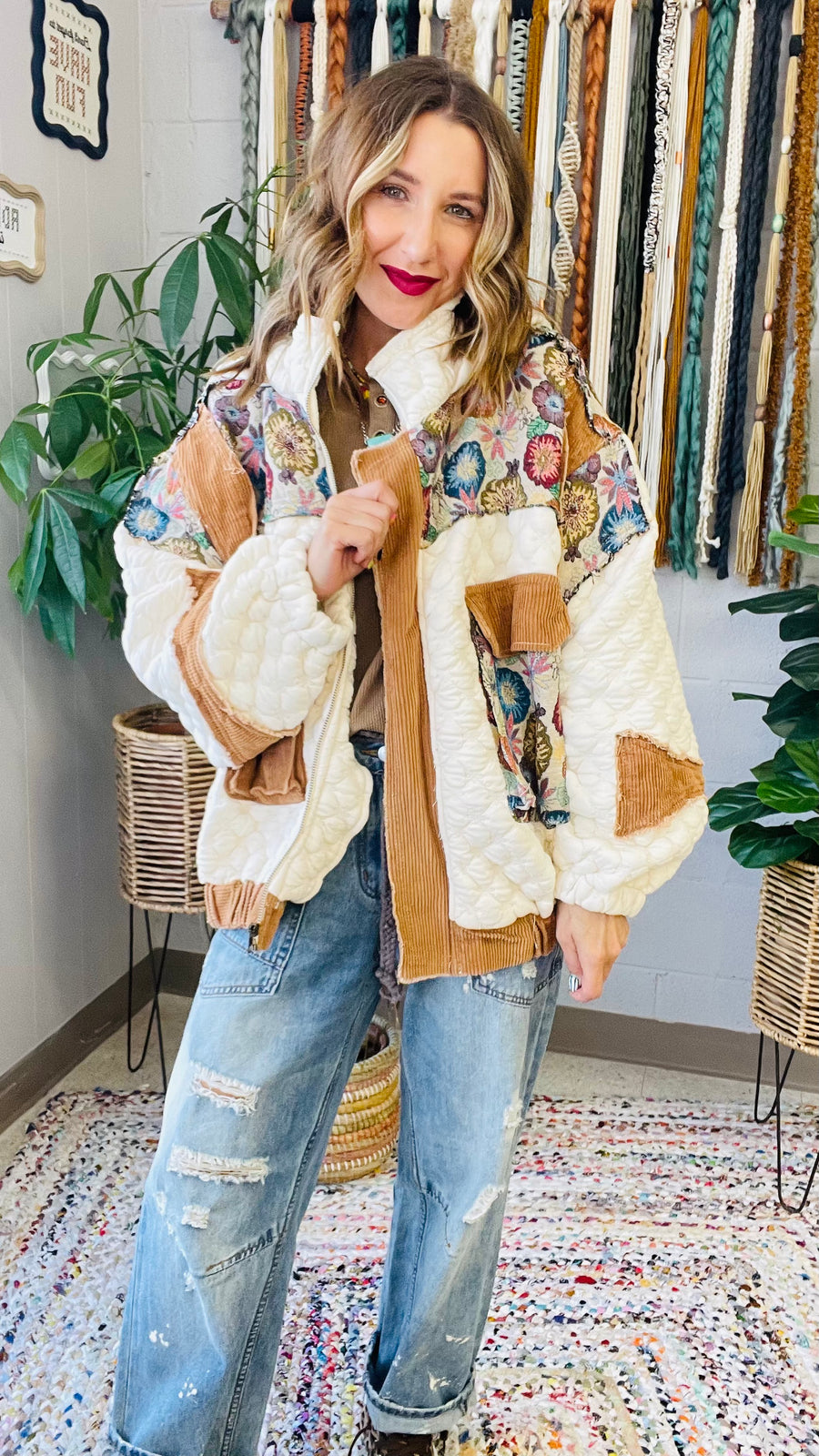 Winter Blooms Patchwork Oversized Jacket