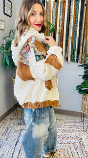 Winter Blooms Patchwork Oversized Jacket