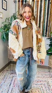 Winter Blooms Patchwork Oversized Jacket