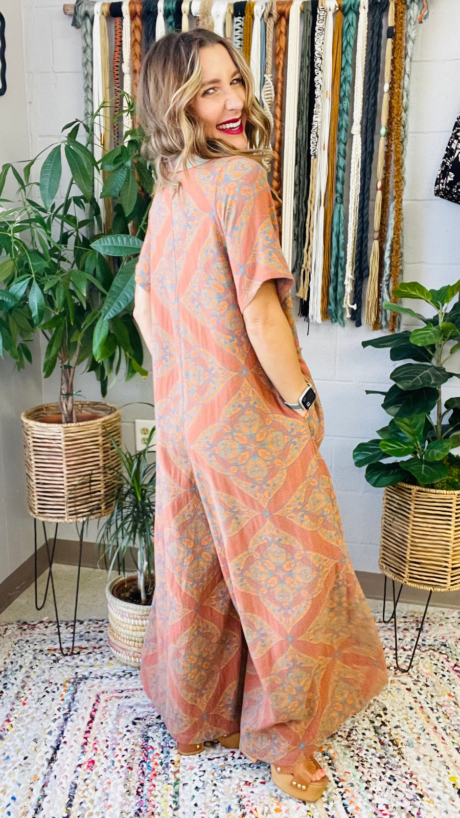 Birdie Boho Patterned Wide Leg Jumpsuit