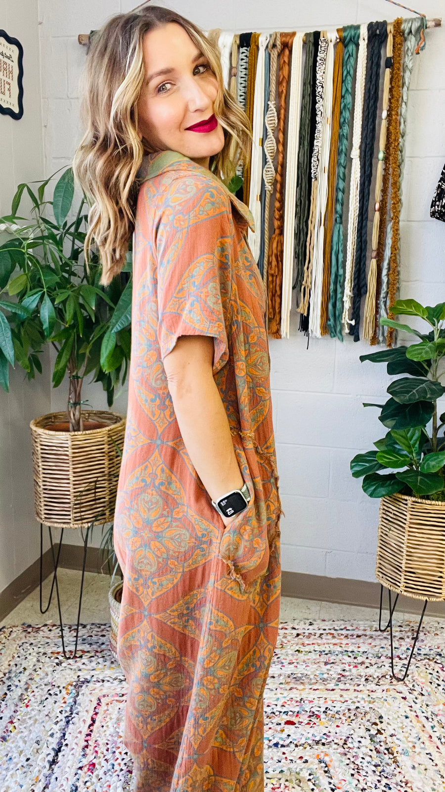 Birdie Boho Patterned Wide Leg Jumpsuit