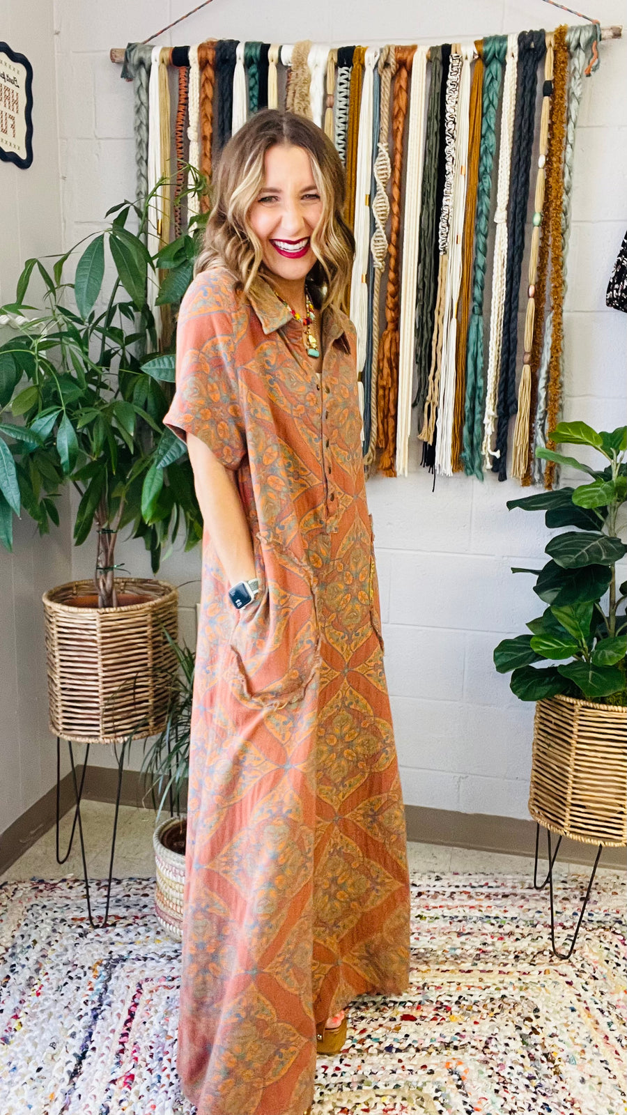 Birdie Boho Patterned Wide Leg Jumpsuit