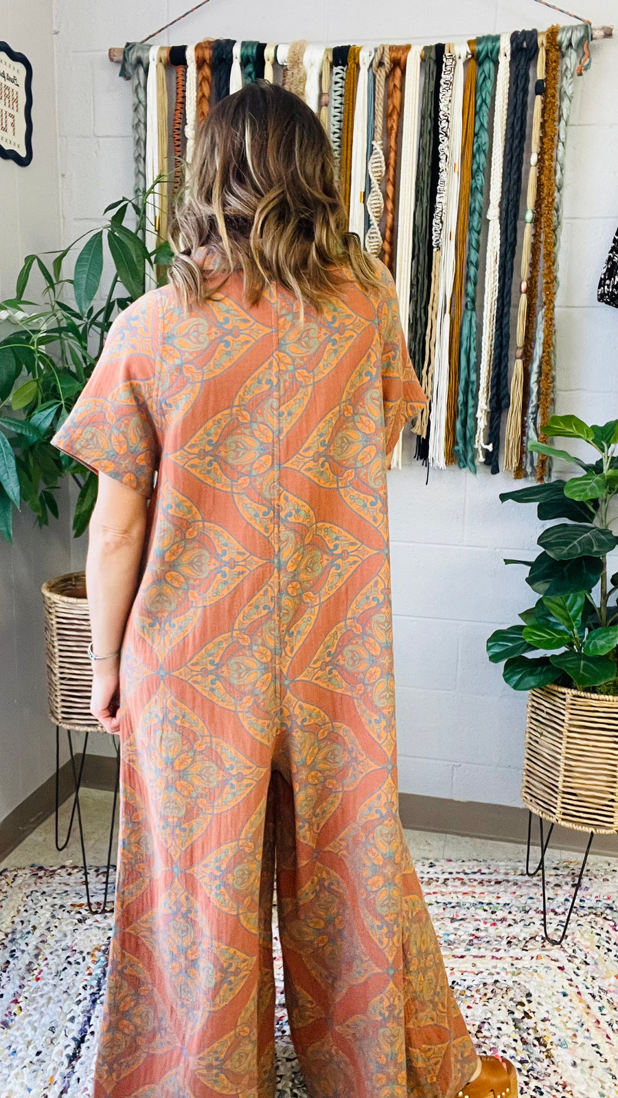 Birdie Boho Patterned Wide Leg Jumpsuit