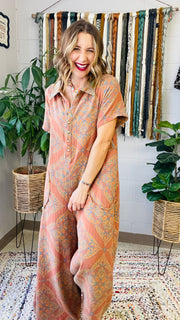 Birdie Boho Patterned Wide Leg Jumpsuit