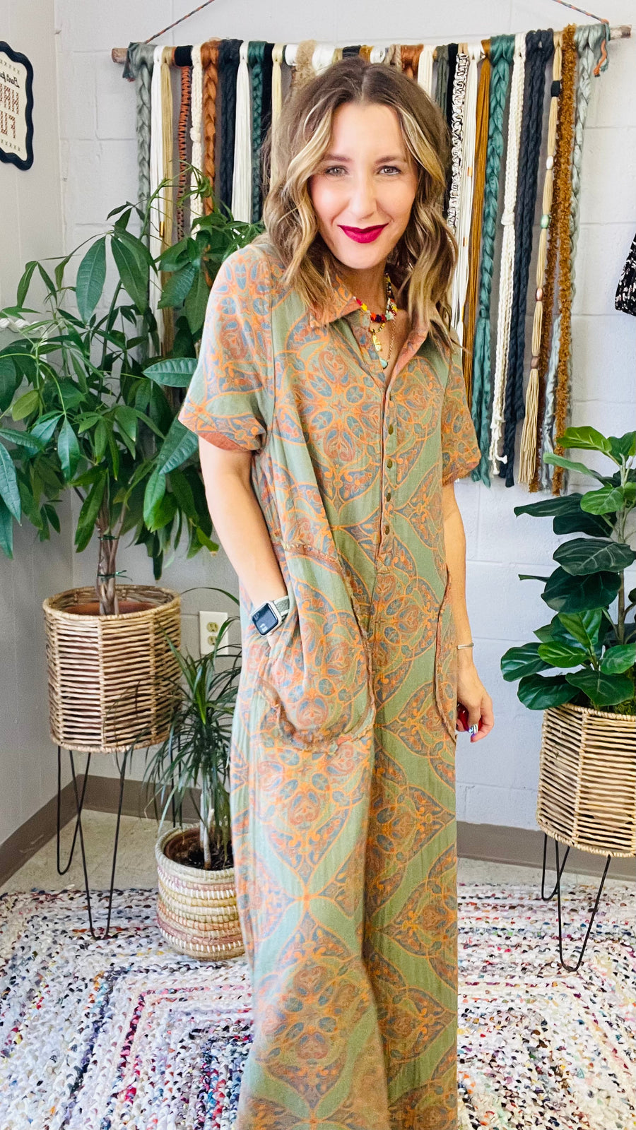 Birdie Boho Patterned Wide Leg Jumpsuit