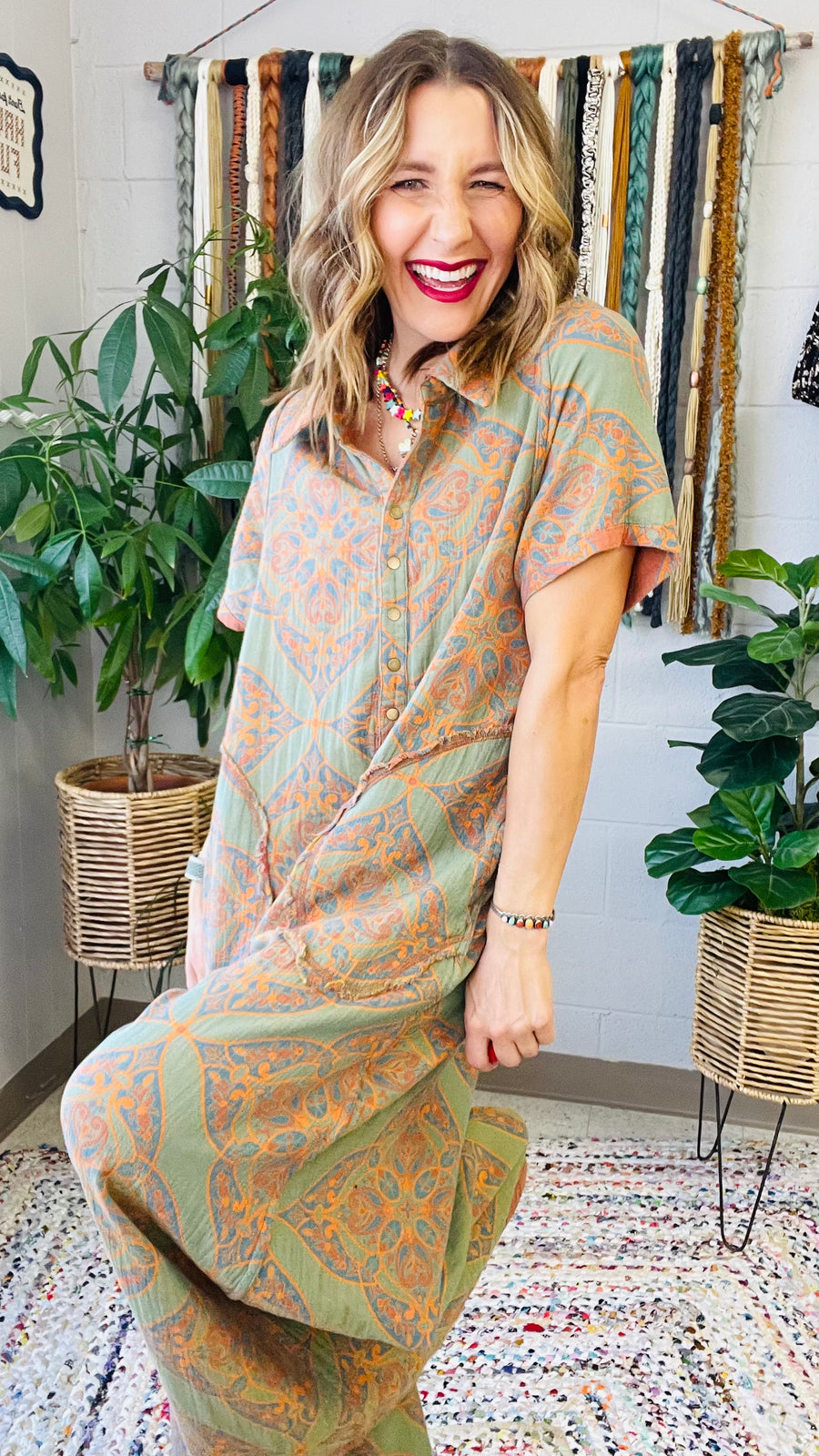 Birdie Boho Patterned Wide Leg Jumpsuit