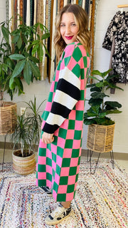 Multicolor Checkered and Stripe Oversized Dress