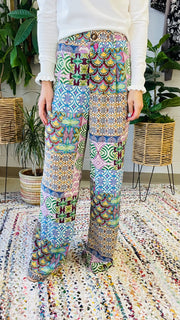 Vibrant Mix Print Straight Leg Pants