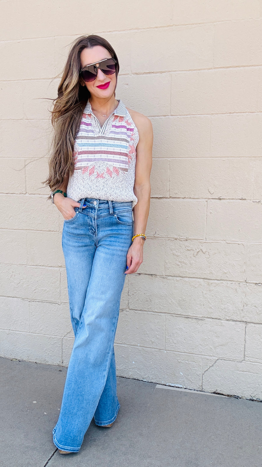 Starry Stripes Sleeveless Sweater