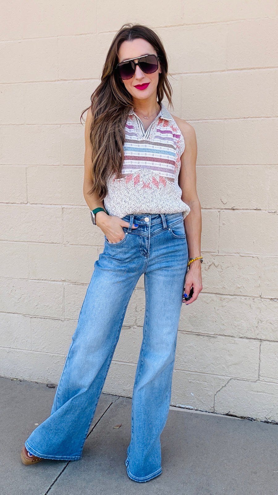 Starry Stripes Sleeveless Sweater