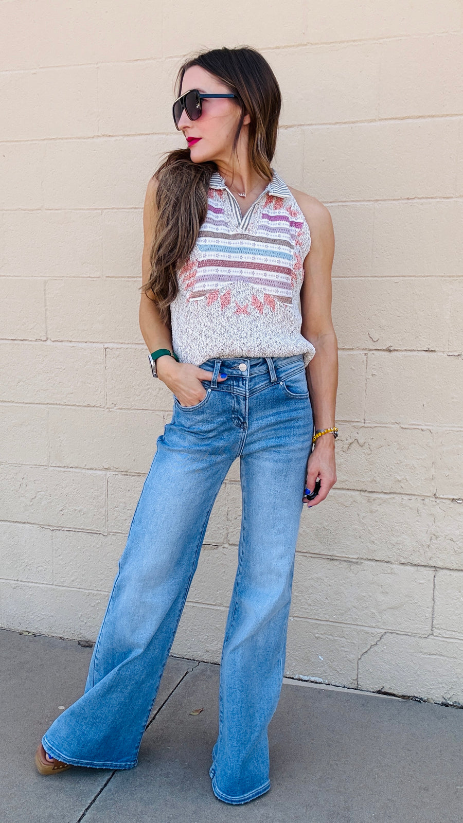 Starry Stripes Sleeveless Sweater