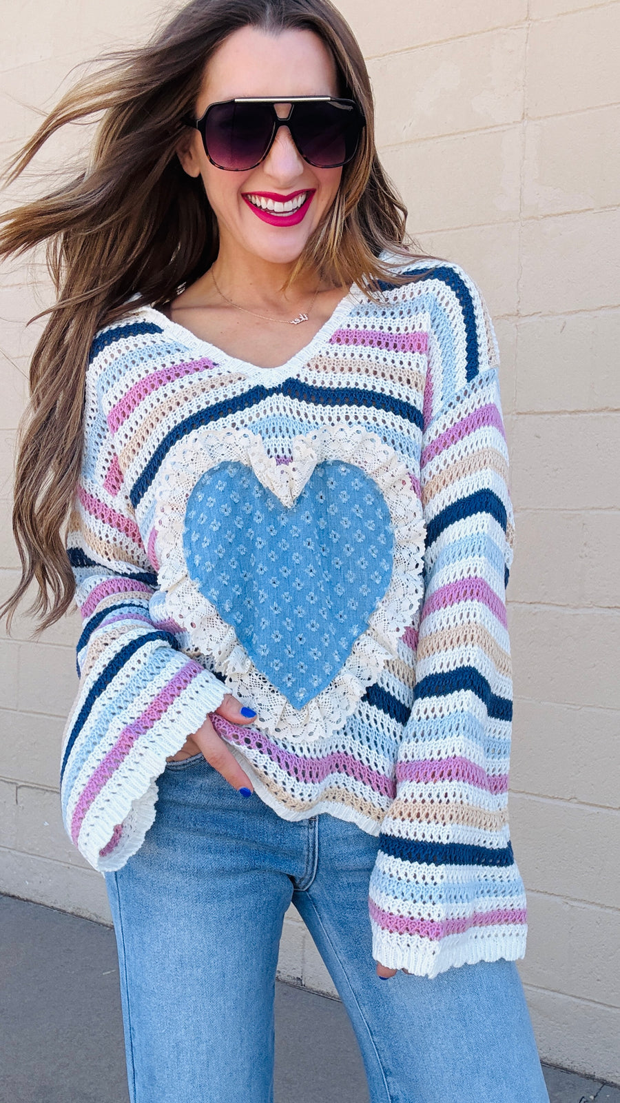 Sweetheart Stripes Hooded Sweater