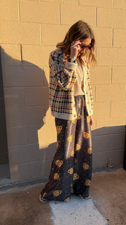 Leopard Face Printed Wide Leg Pants