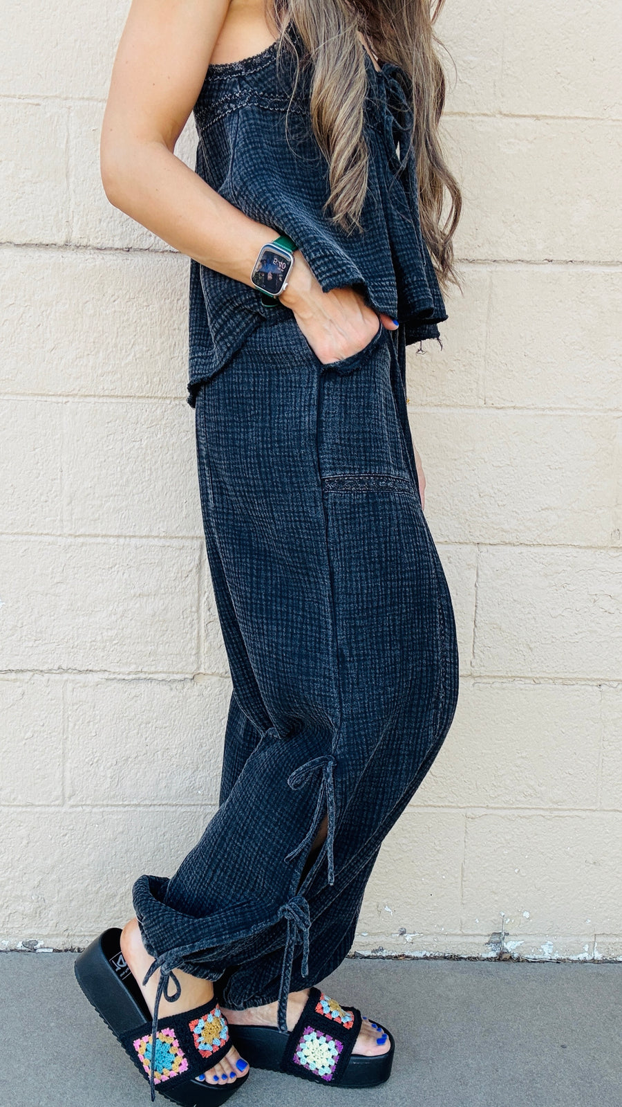 Boho Breeze Lace Detail Joggers