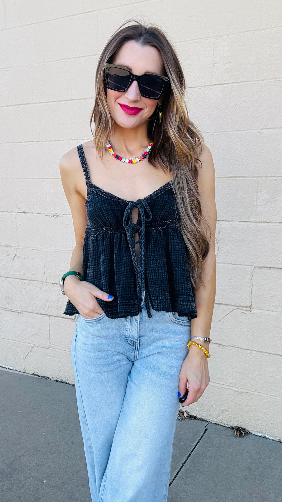 Boho Breeze Tie-Front Top
