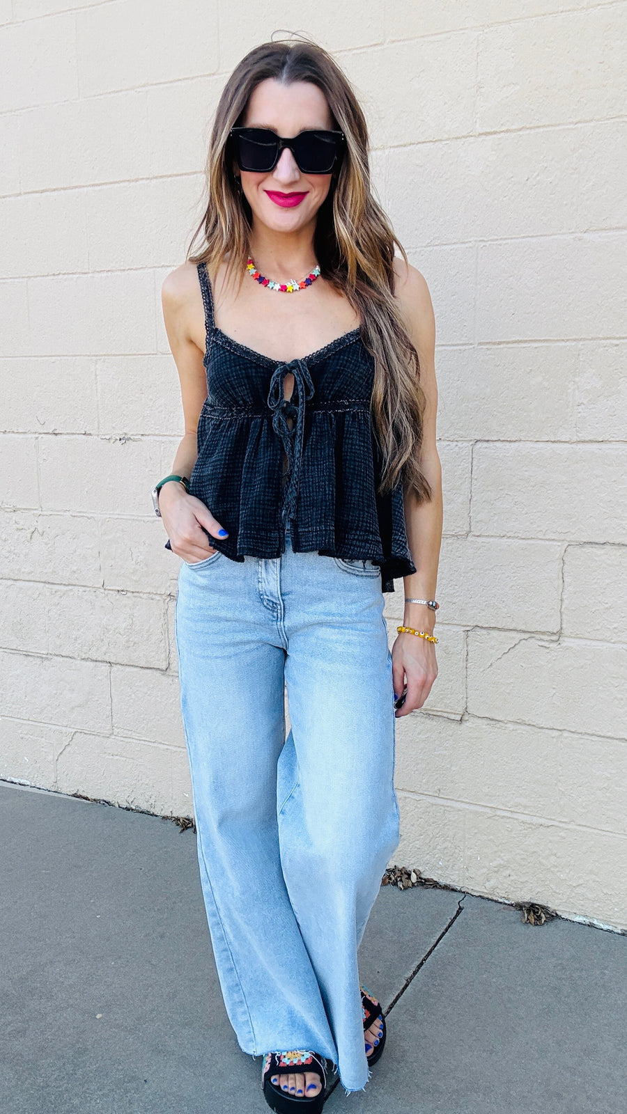 Boho Breeze Tie-Front Top