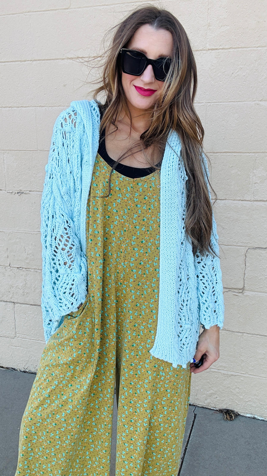 Floral Breeze Cotton Jersey Jumpsuit - Kiwi