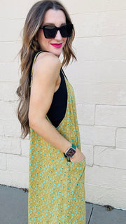 Floral Breeze Cotton Jersey Jumpsuit - Kiwi