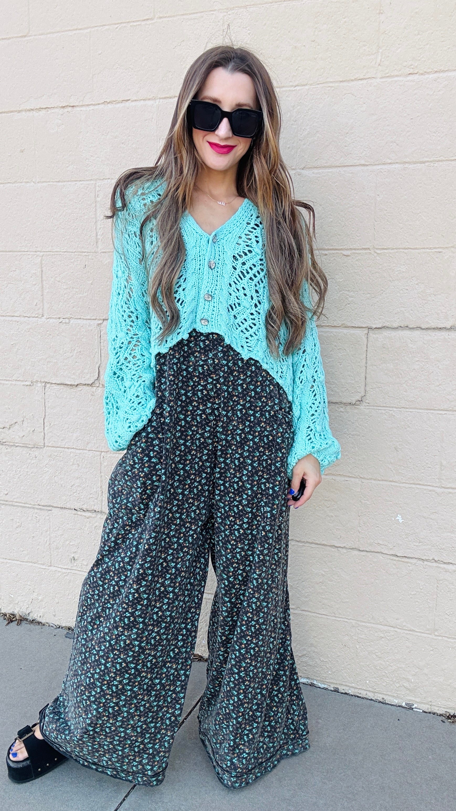Floral Breeze Cotton Jersey Jumpsuit - Black