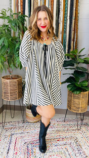 Kelsi Black & White Stripe Oversized Dress