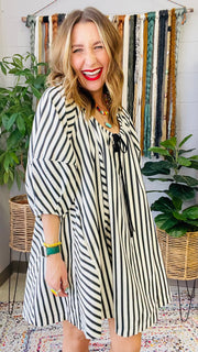 Kelsi Black & White Stripe Oversized Dress