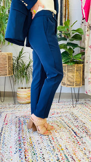 Navy Boss Babe Midi Straight Leg Pants