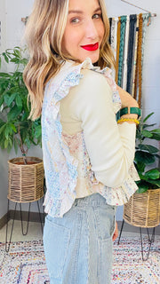 Aspen Floral & Ruffle Detail Quilted Vest