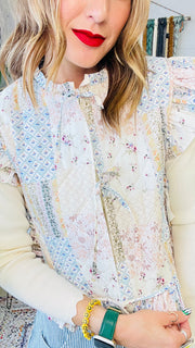 Aspen Floral & Ruffle Detail Quilted Vest