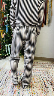 Black & White Striped Silk PJ Set