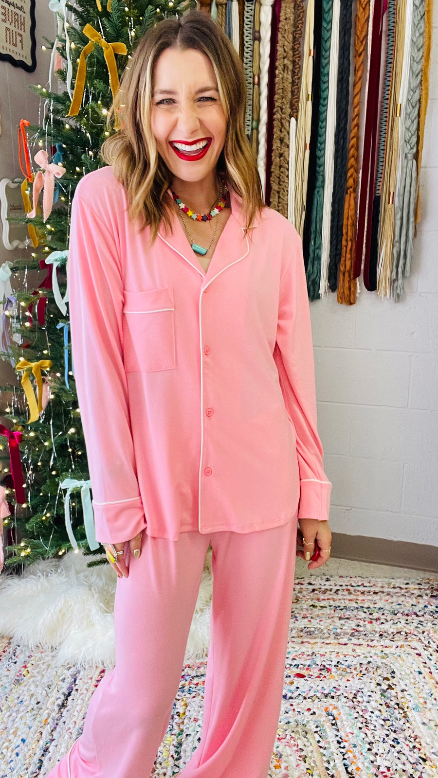 Queen of Sleep Soft Pajama Set- Pink