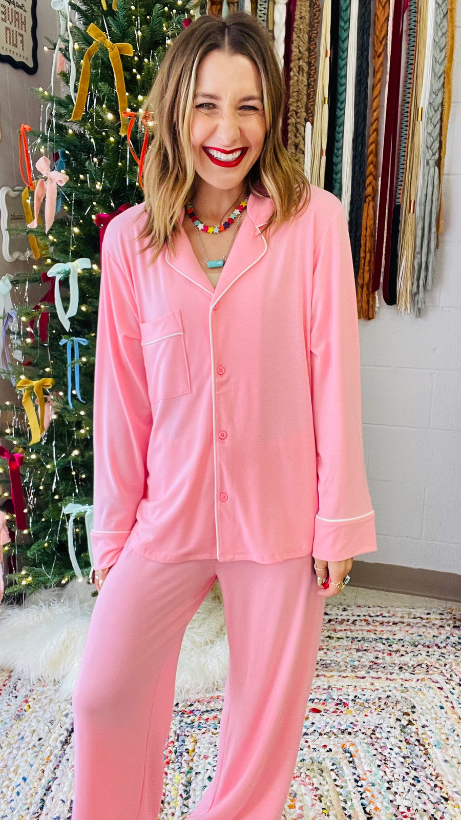 Queen of Sleep Soft Pajama Set- Pink