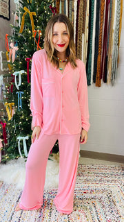 Queen of Sleep Soft Pajama Set- Pink