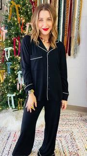 Queen of Sleep Soft Pajama Set- Black