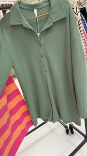 Dreamy Velvet Button Up Top- Ash Mocha