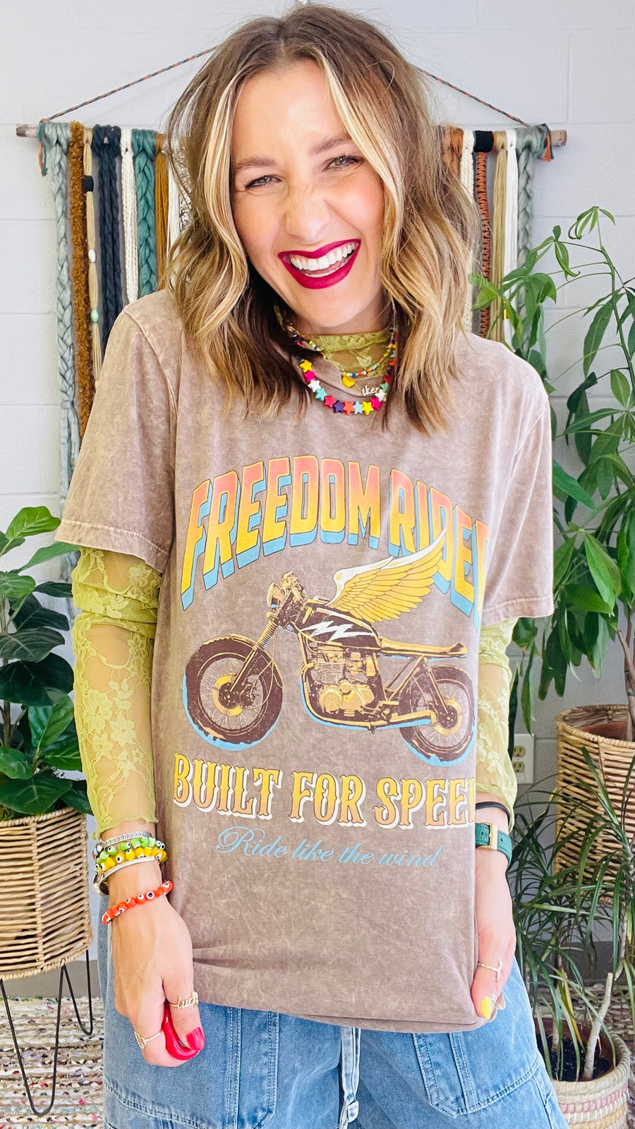 Freedom Rider Graphic Tee- Mocha