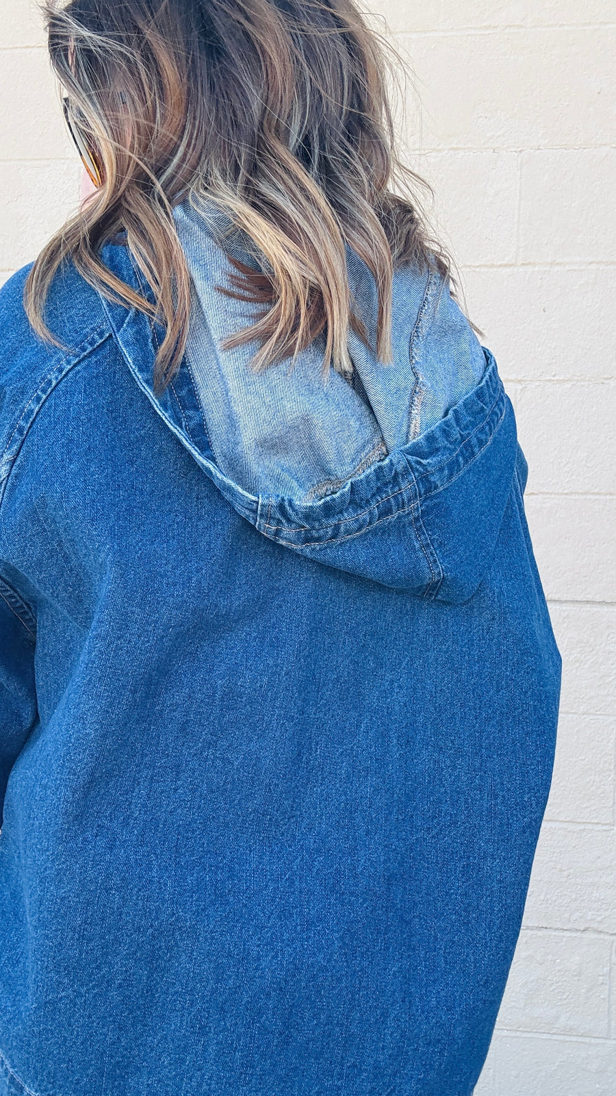 Oversized Raglan Sleeve Denim Jacket- Dark Wash