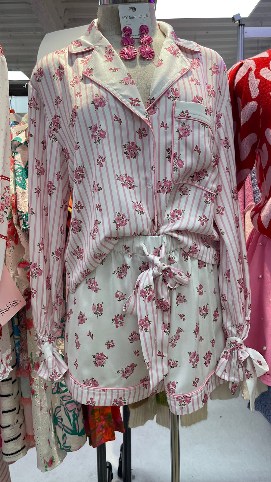Lindy Patchwork Floral and Spots Blouse - Red Floral or Green Floral