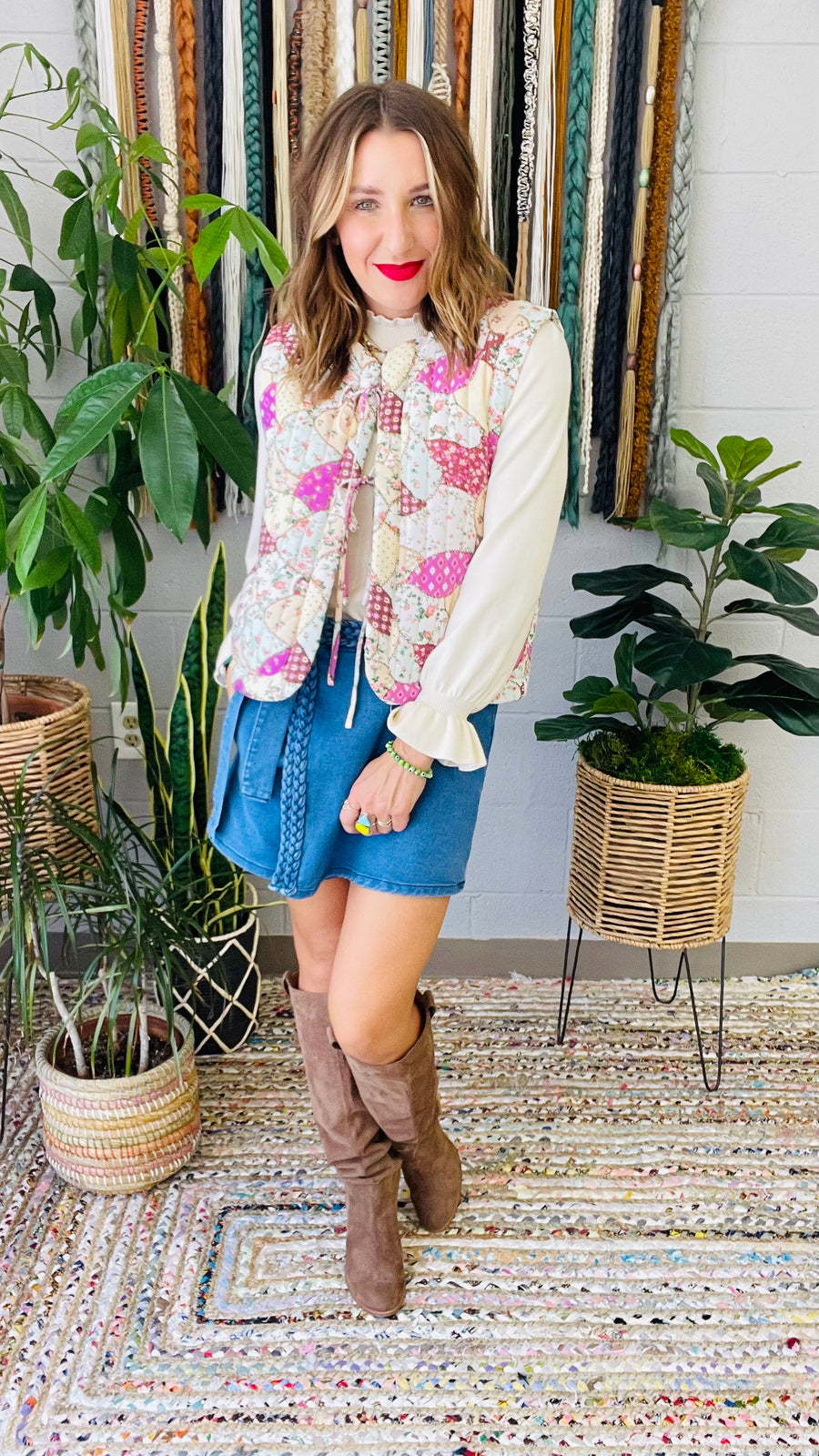 Piper Floral Embroidered Denim Romper