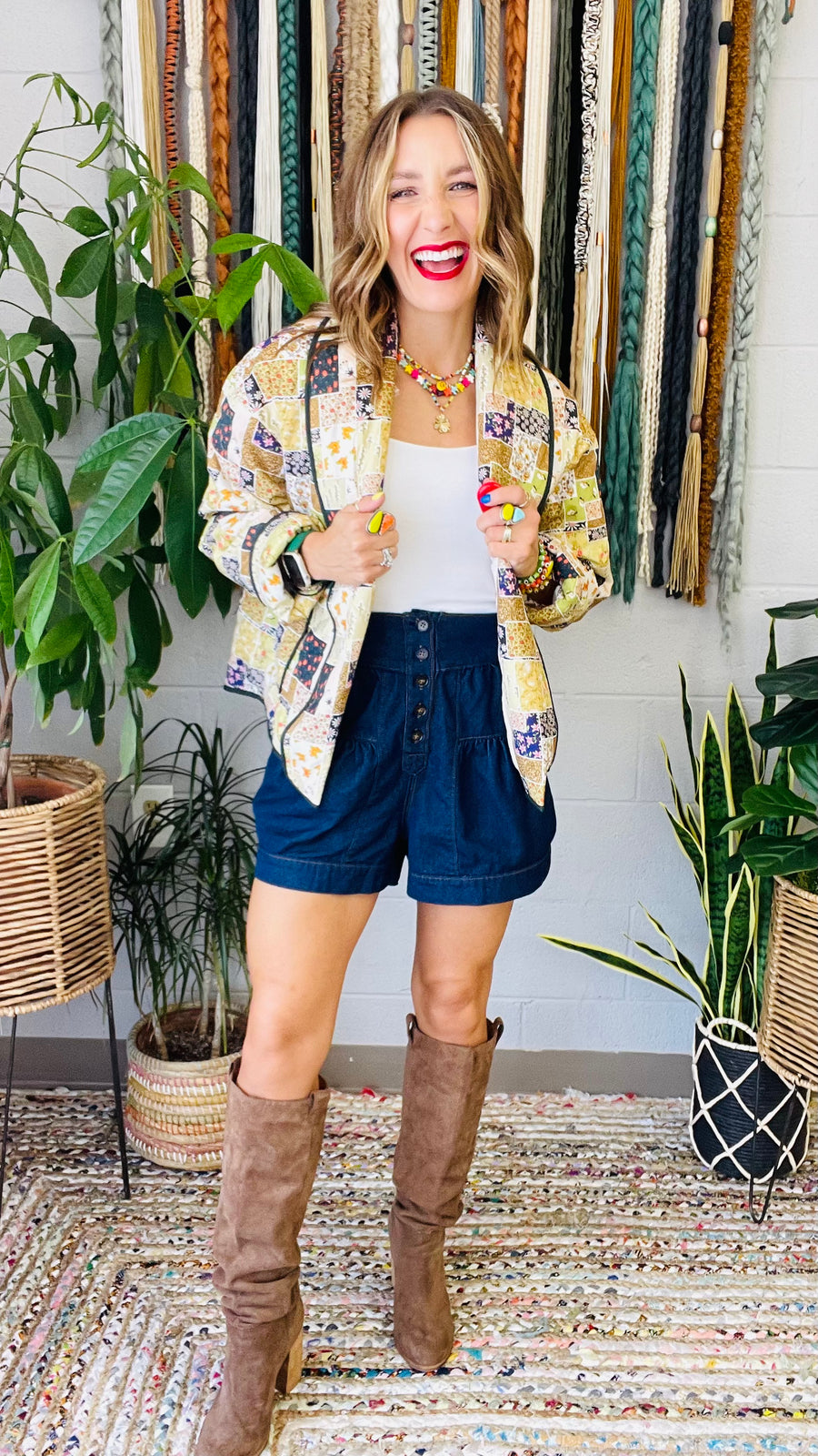 Quilted Mix Floral Print Patchwork Jacket